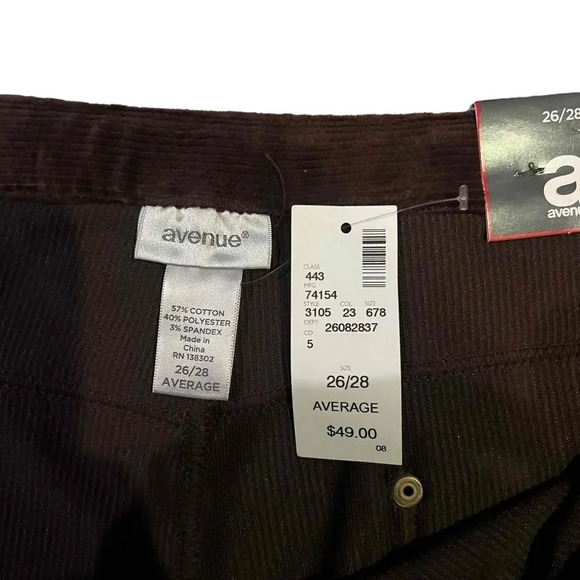 NWT Avenue Women's Your Fit Plus Size Brown Ribbed Velour‎ Leggings Size 26/28 - Picture 3 of 5